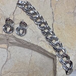 Vintage Chain Link Bracelet and Earrings Set